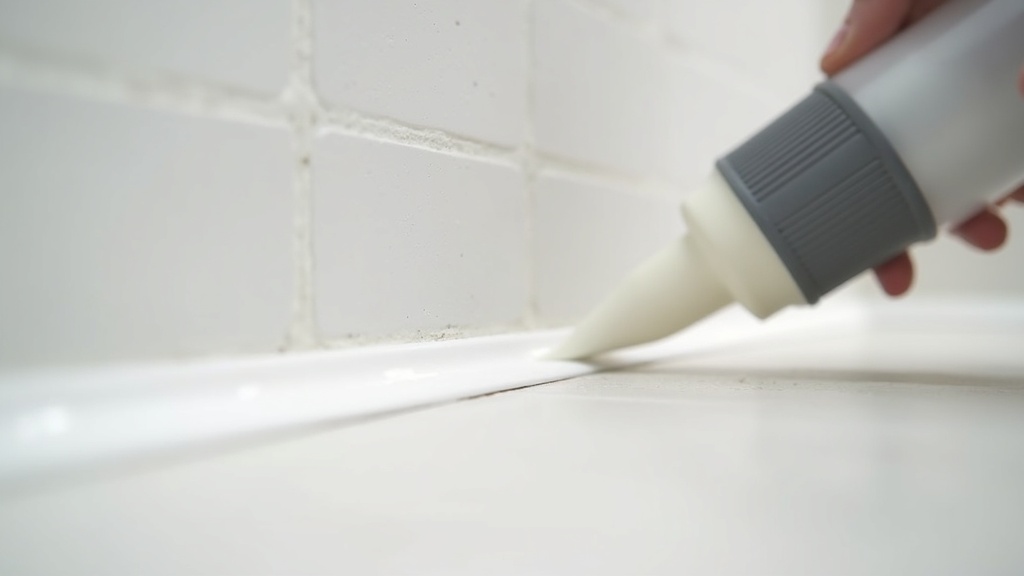Sealant application at tub edge over click-lock LVP flooring in bathroom