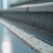 Commercial stair tread detail with rubber nosing designed to prevent flooring callbacks