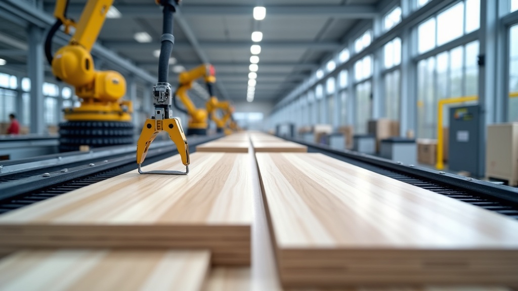 Automated domestic LVP flooring production line in modern factory