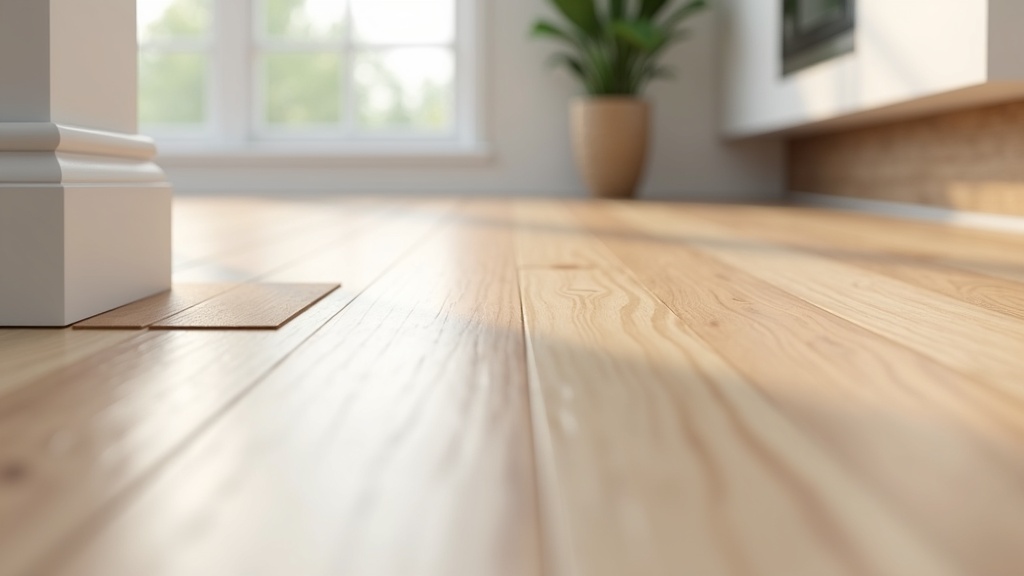 Luxury vinyl plank flooring edge curling upward at the room perimeter near baseboard trim