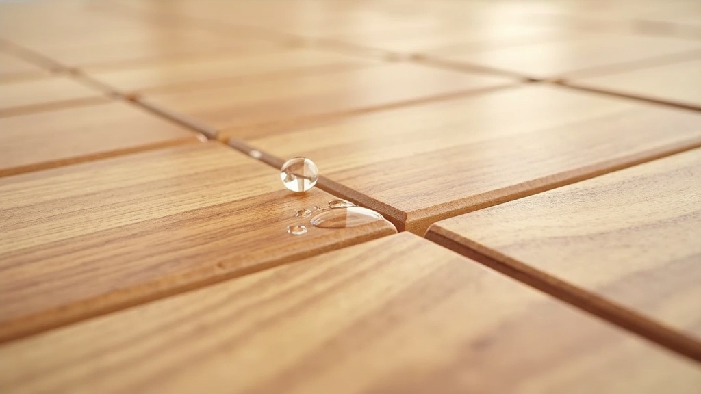Water beading on wax-sealed laminate flooring plank edge