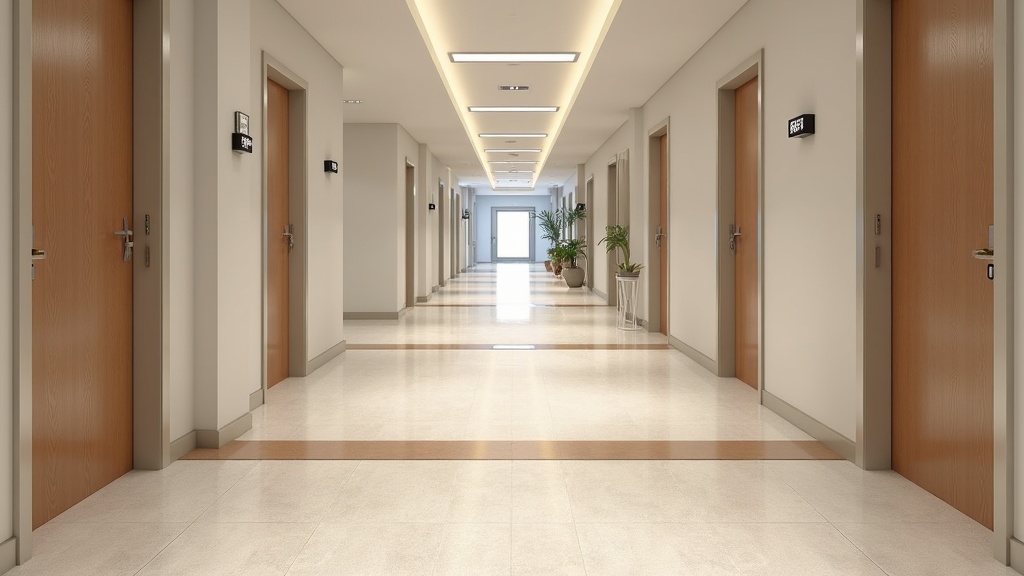 Long continuous run of click-lock LVP flooring with transition strip