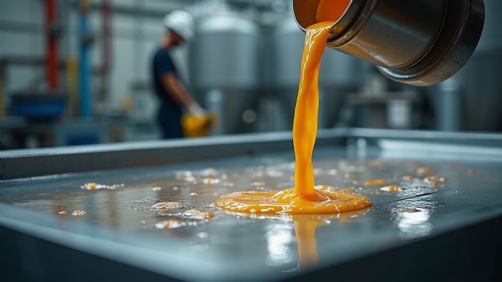MDI polyurethane resin being processed at a flooring materials plant