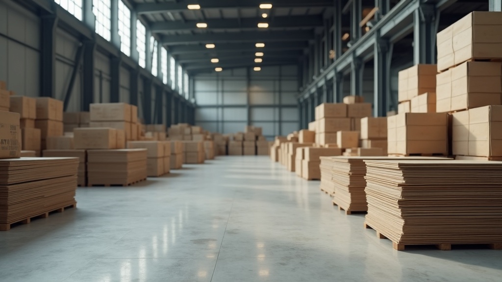 Warehouse storage of vinyl sheet flooring rolls and VCT tile boxes