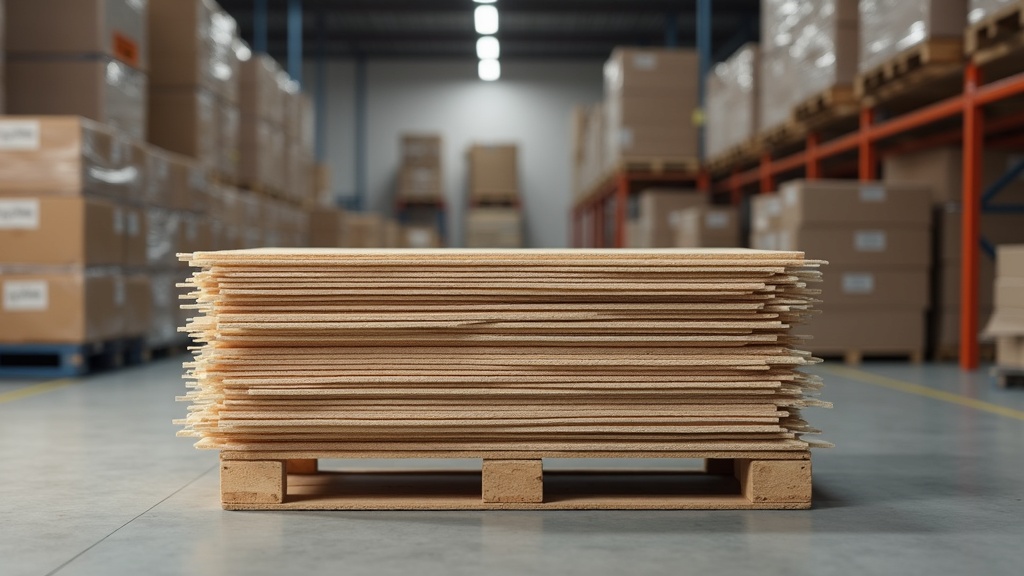 Tack strip supply stacked in a warehouse ahead of carpet replacement season