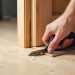 Undercutting a door jamb with a saw for proper LVP flooring clearance and clean fit